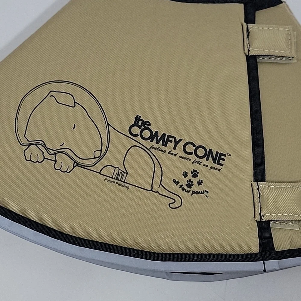 The Comfy Cone E Collar for Dogs & Cats, Tan medium